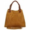 Stylowa Torebka Skórzana Shopper Bag Musztarda